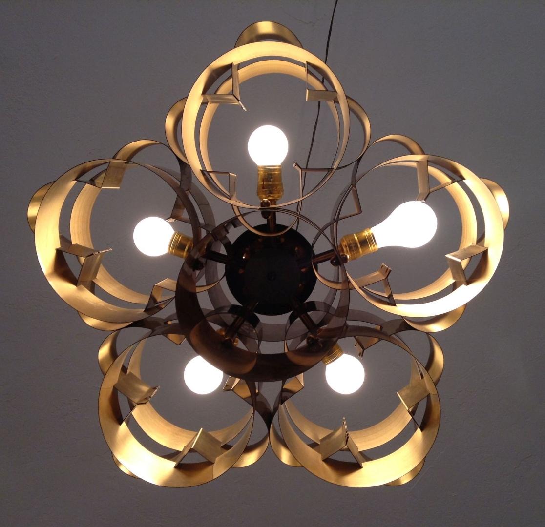 American Polished Brass Cloud Chandelier by Curtis Jere, circa 1975 For Sale
