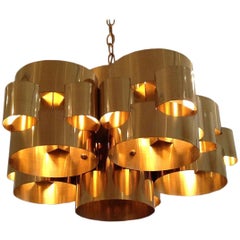 Polished Brass Cloud Chandelier by Curtis Jere, circa 1975