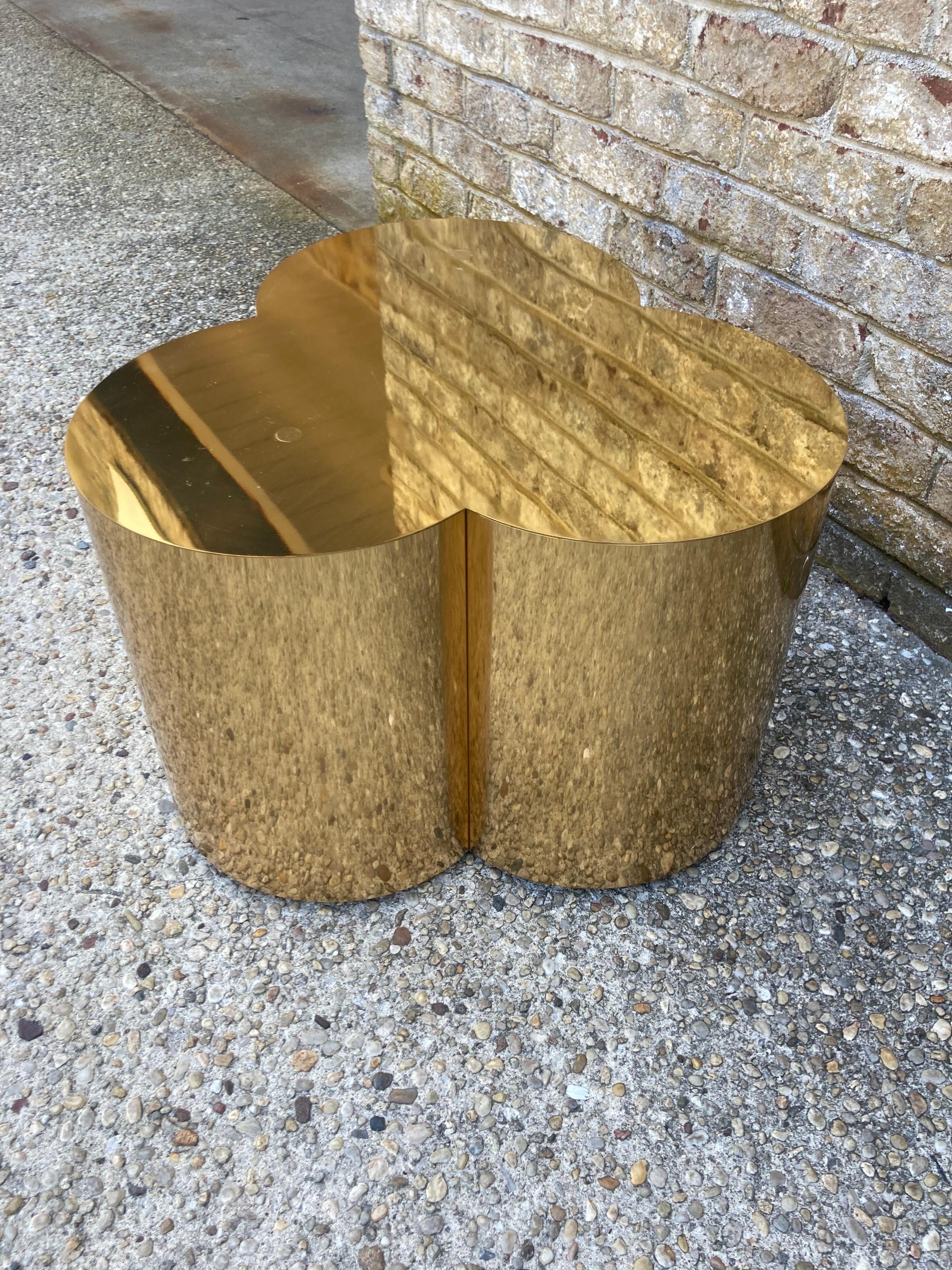 Late 20th Century Polished Brass Clover Shaped Table / Table Base