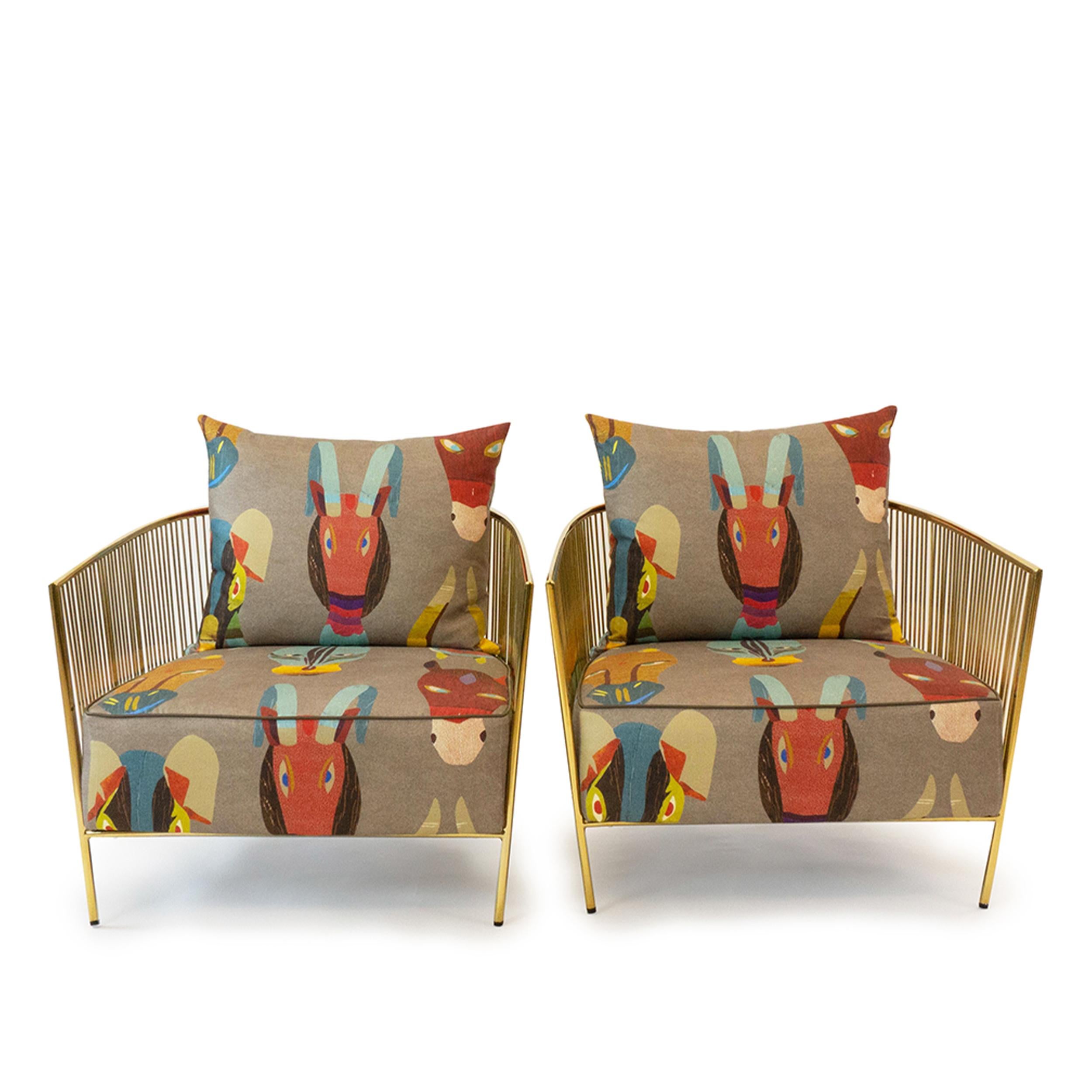 Contemporary Polished Brass Club Chair For Sale