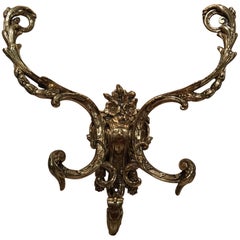 Polished Brass Coat Hook French Art Nouveau, 19th Century