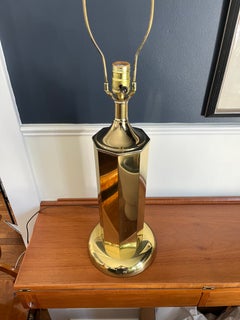 Polished Brass Column Table Lamp Octagonal Barbi Style