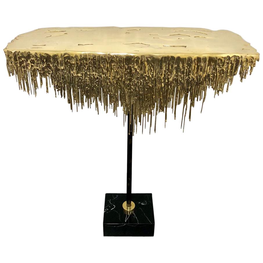 Polished Brass Console with Marble Base