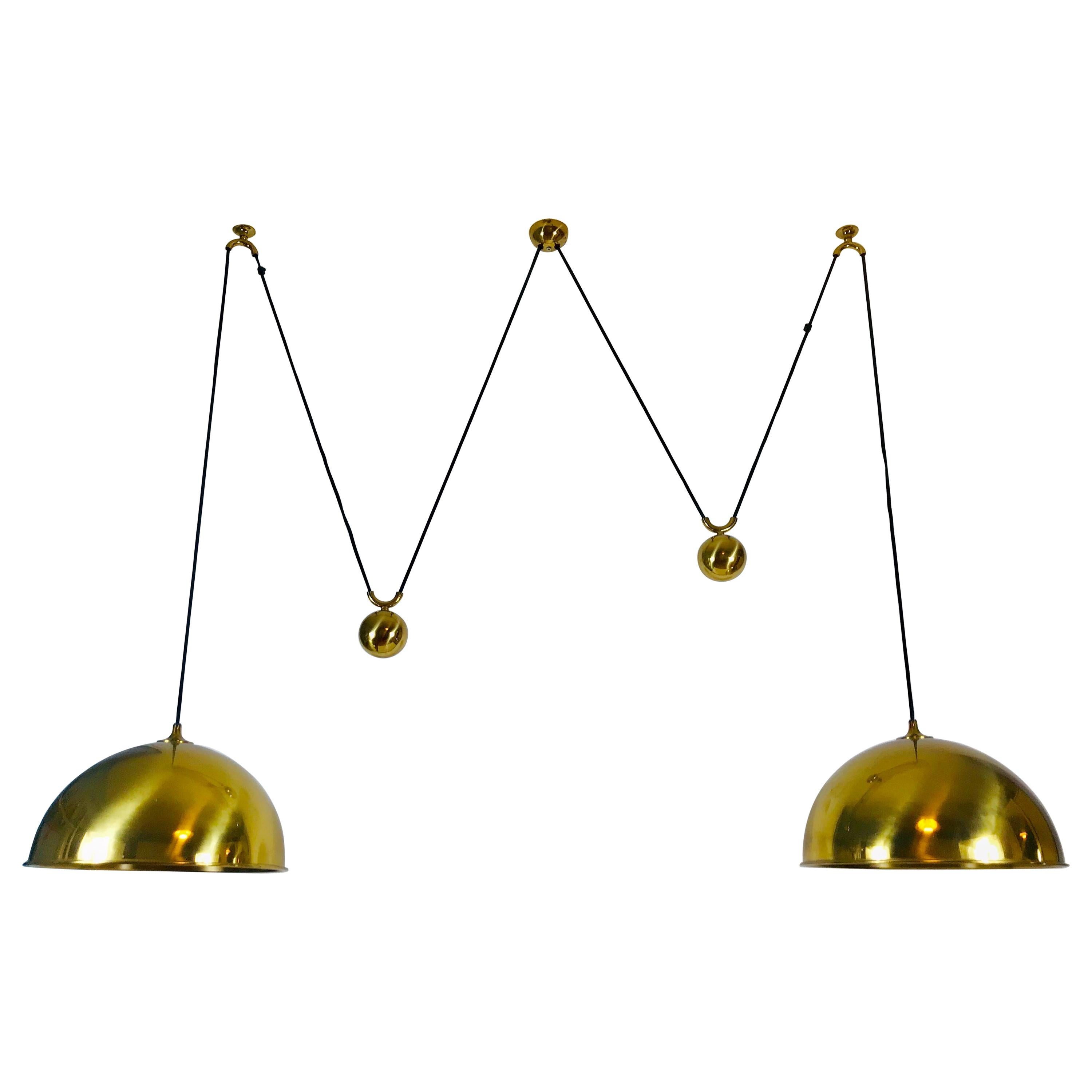 Polished Brass Counter Balance Pendants by Florian Schulz, 1970s, Germany