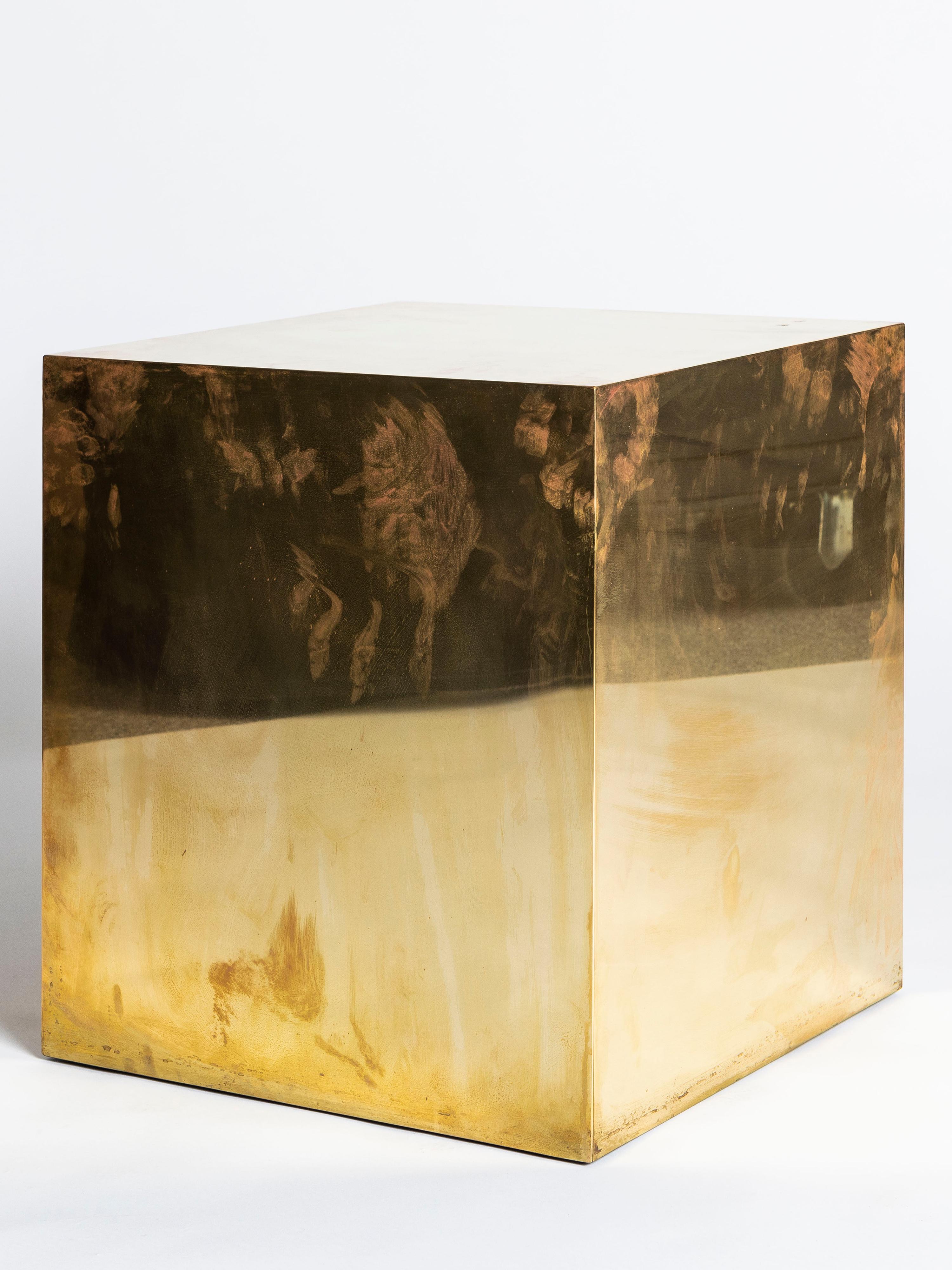 brass cube table