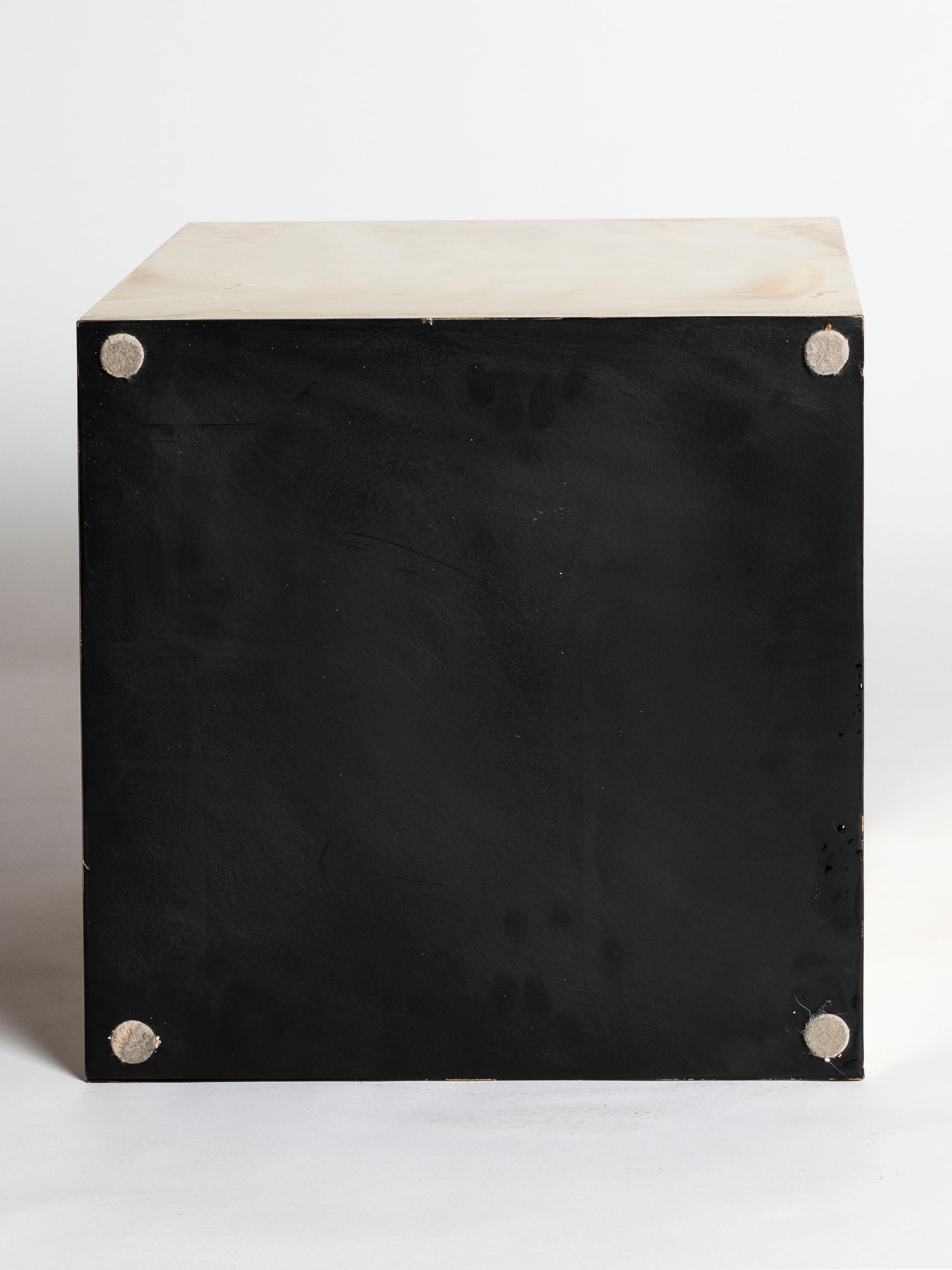 Contemporary Polished Brass Cube Side Table