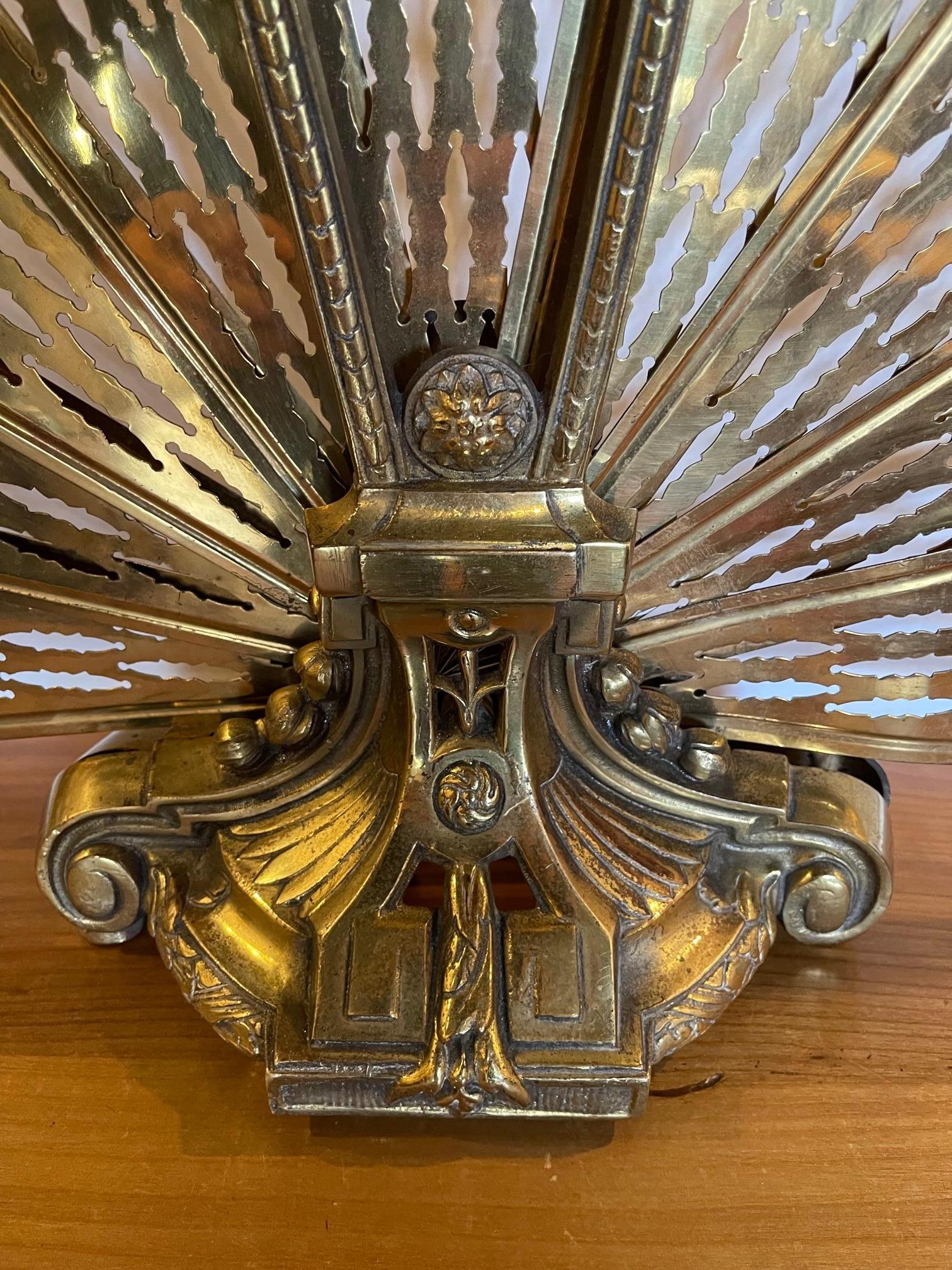 Polished Brass Fan Fire Screen, 19th Century 5