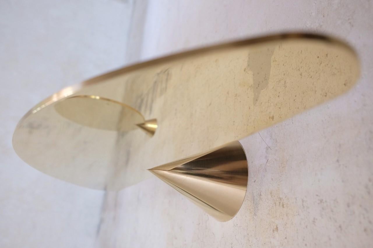 Belgian Polished Brass Floating Shelves Signed by Chanel Kapitanj, Medium