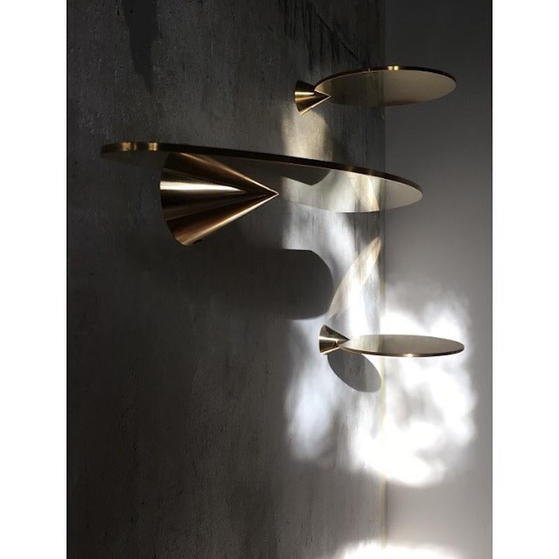 Polished Brass Floating Shelves Signed by Chanel Kapitanj, Small For Sale 8