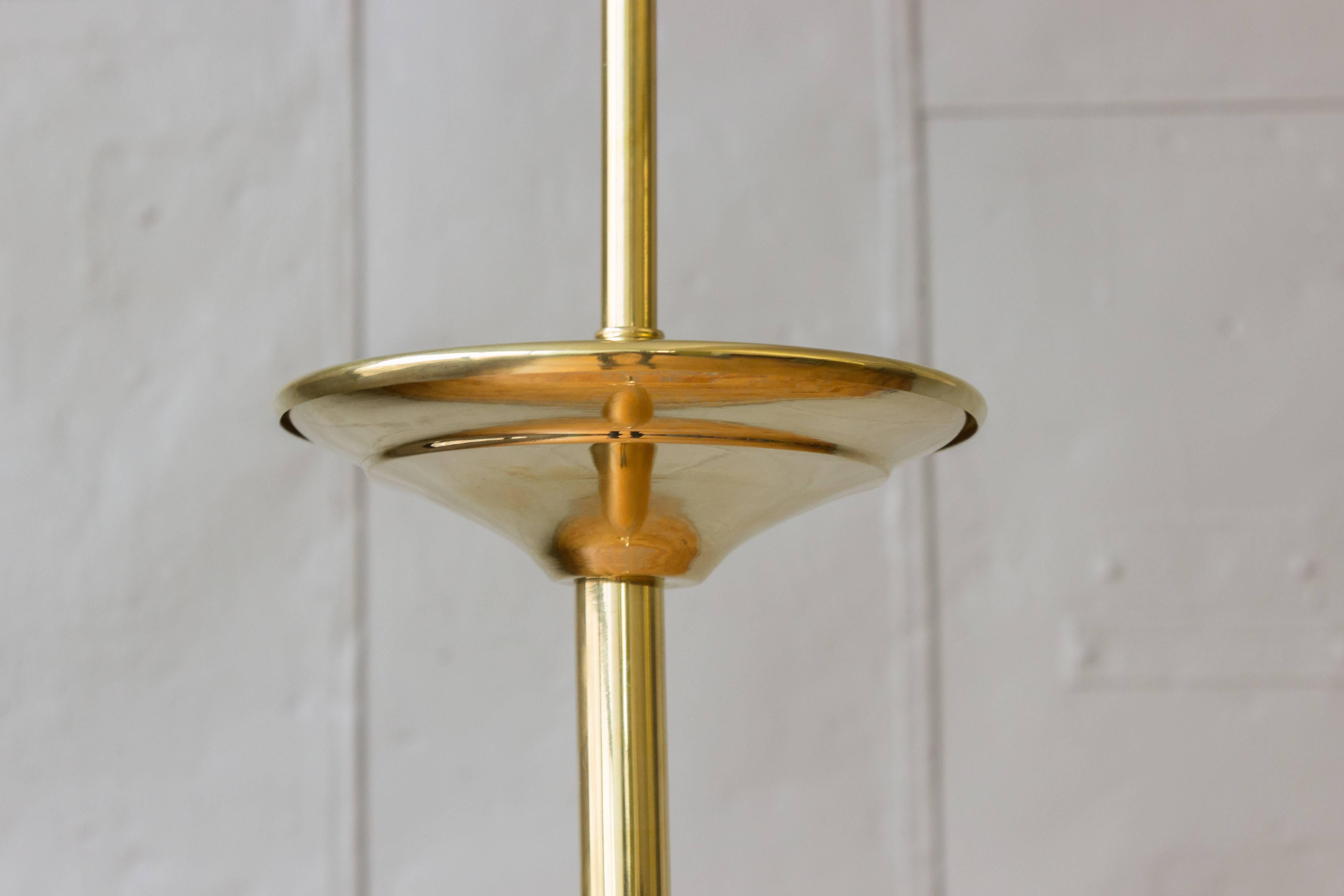 French Polished Brass Floor Lamp with Tripod Base