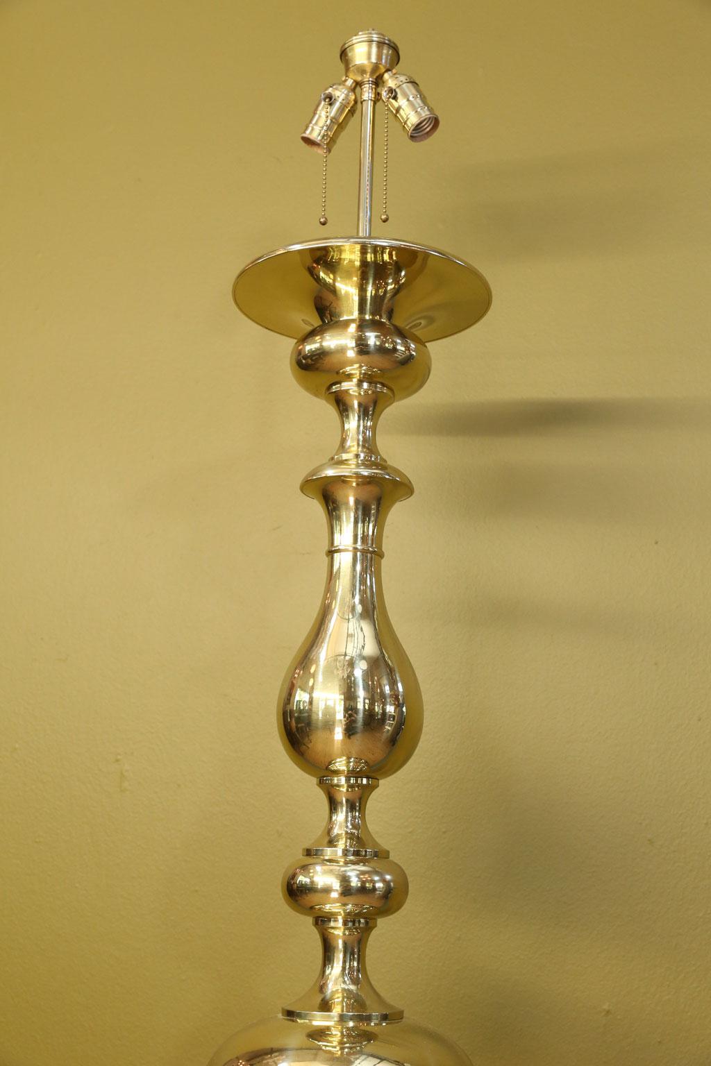 Polished Brass Georgian Style Floor Lamp For Sale 3
