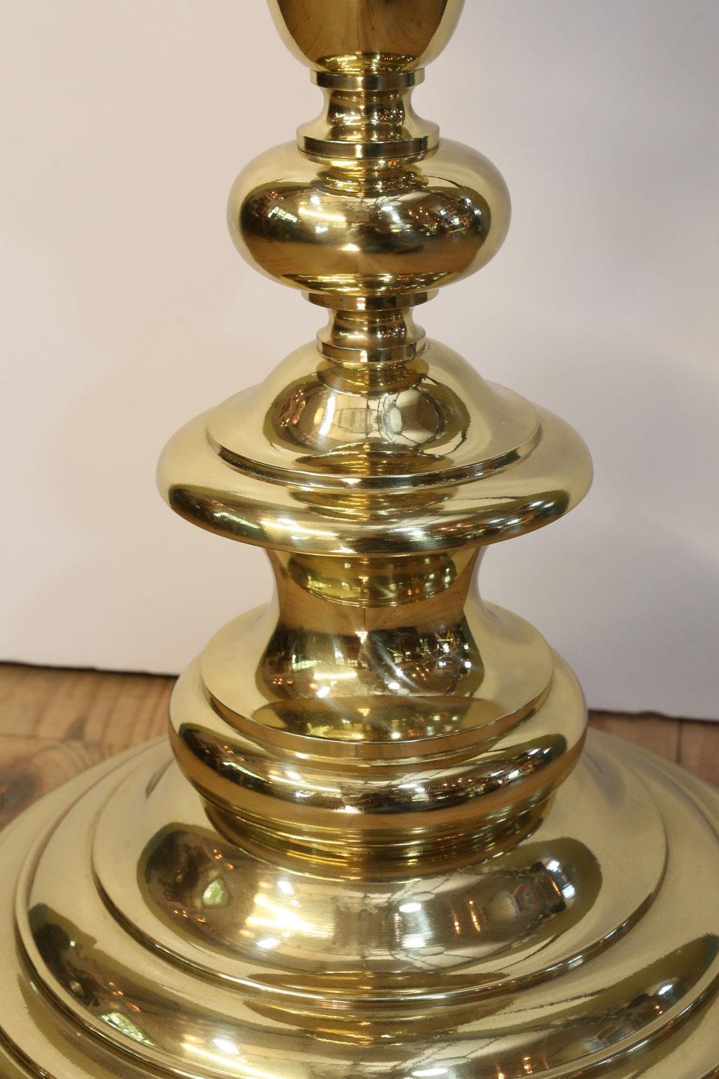 Belgian Polished Brass Georgian Style Floor Lamp For Sale