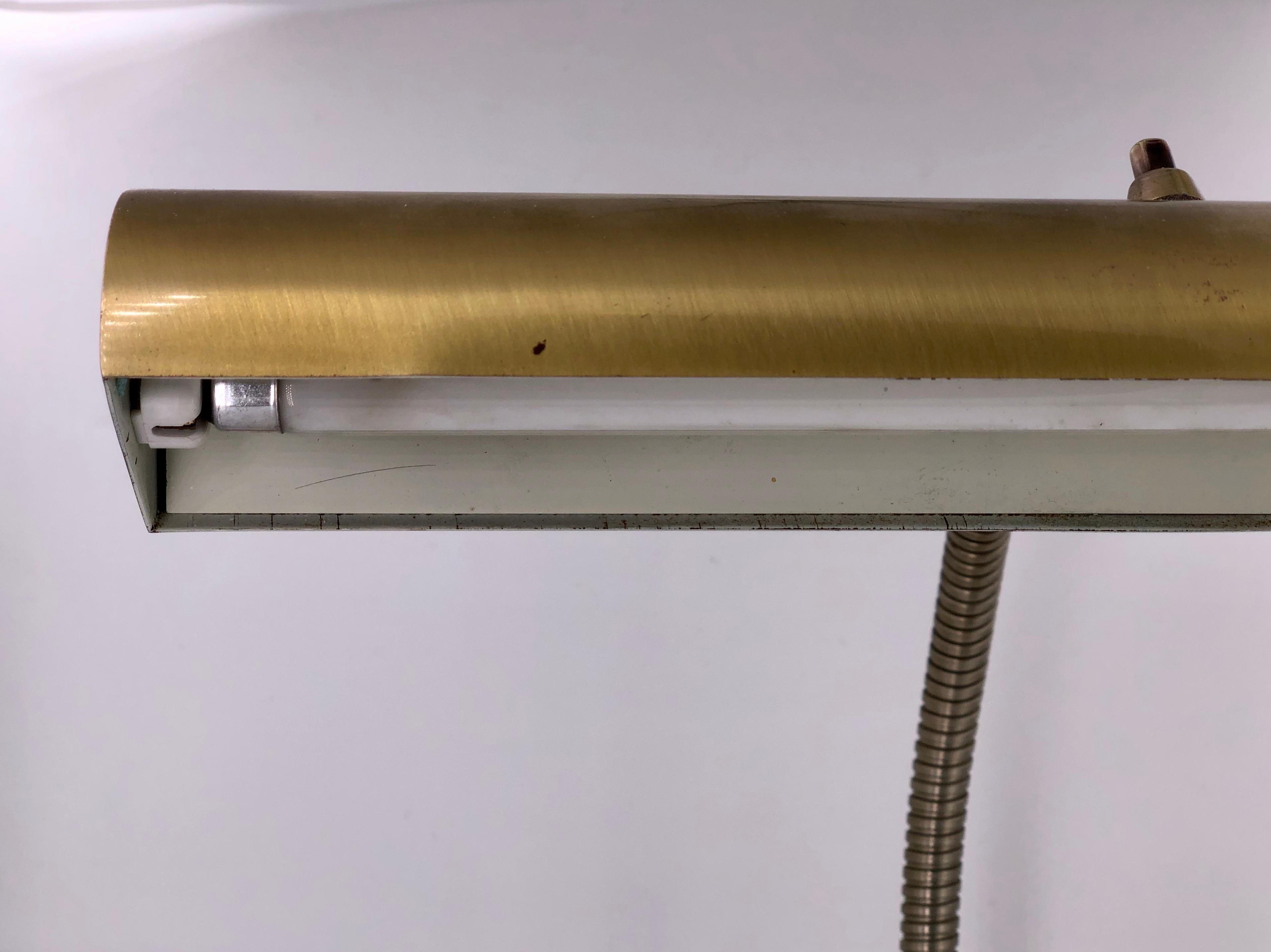 American Polished Brass Gooseneck Desk Lamp by Laurel Lamp Co. Midcentury