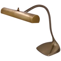 Vintage Polished Brass Gooseneck Desk Lamp by Laurel Lamp Co. Midcentury