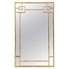 Polished Brass Greek Key Mirror by Bernhard Rohne for Mastercraft