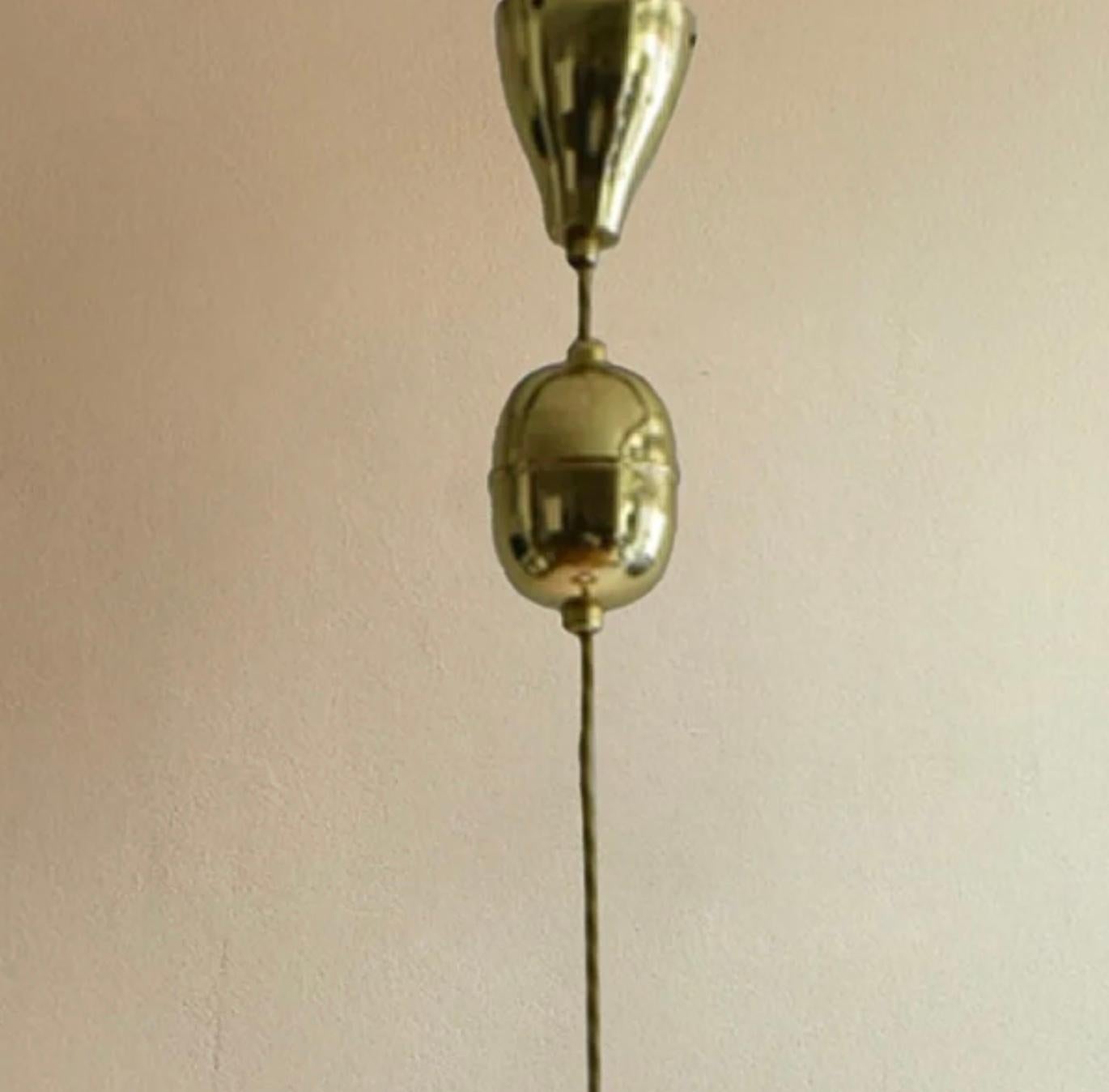 Polished Brass Hanging Light Pendant Style of Paavo Tynell 1950s 1