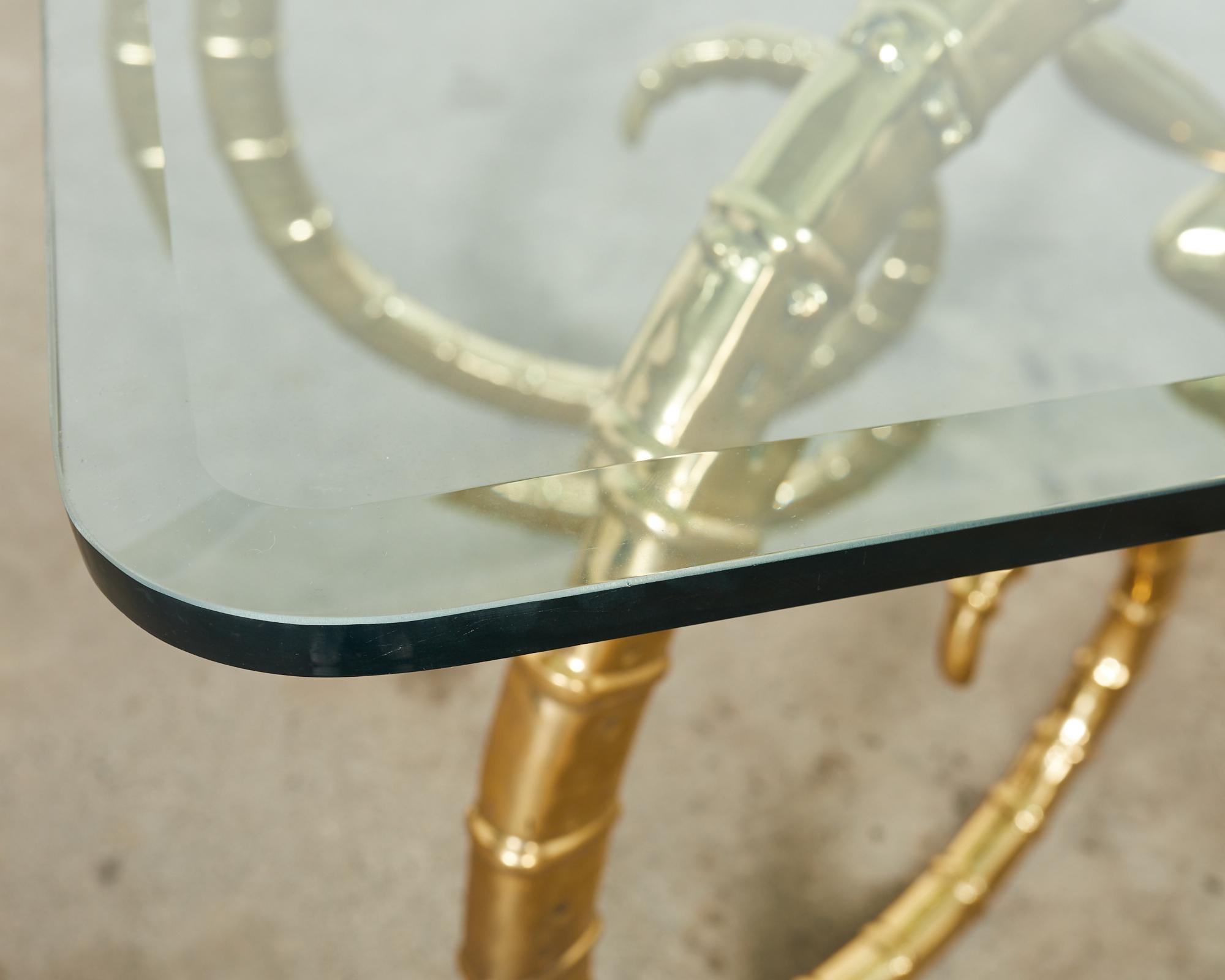 Polished Brass Ibex Rams Head Hollywood Regency Dining Table  For Sale 4