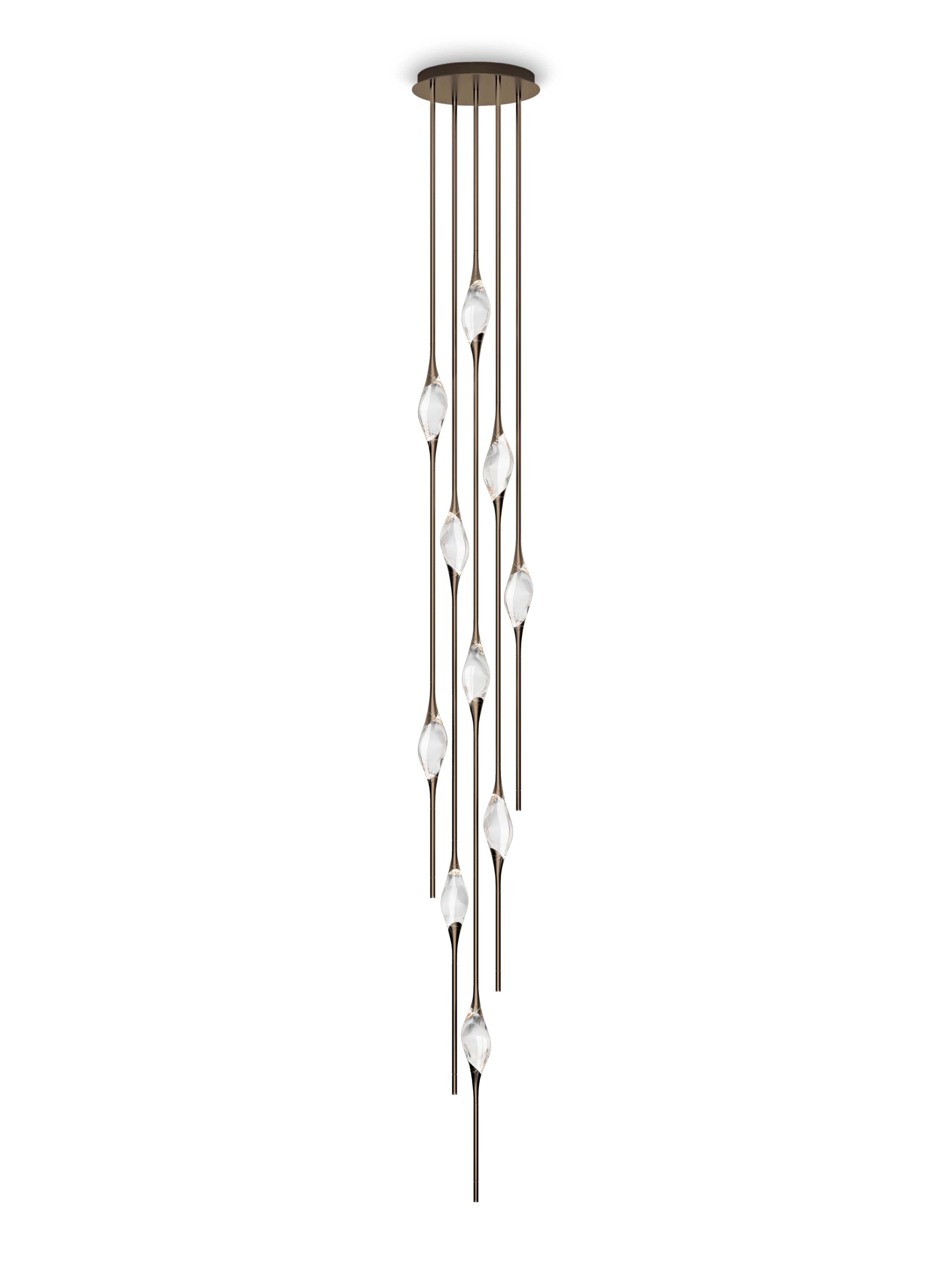 Lampadario a grappolo Il Pezzo 12 in ottone lucido D. A. di Il Pezzo Mancante In condizioni Nuovo in vendita a Geneve, CH