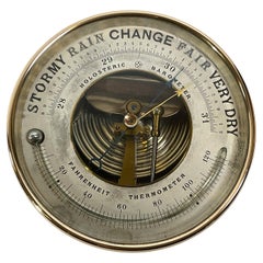 Vintage Polished Brass Library Barometer