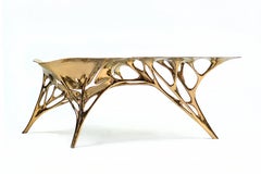 Lotus-Konsolentisch/Telefontisch/Eingangstisch aus poliertem Messing in Gold