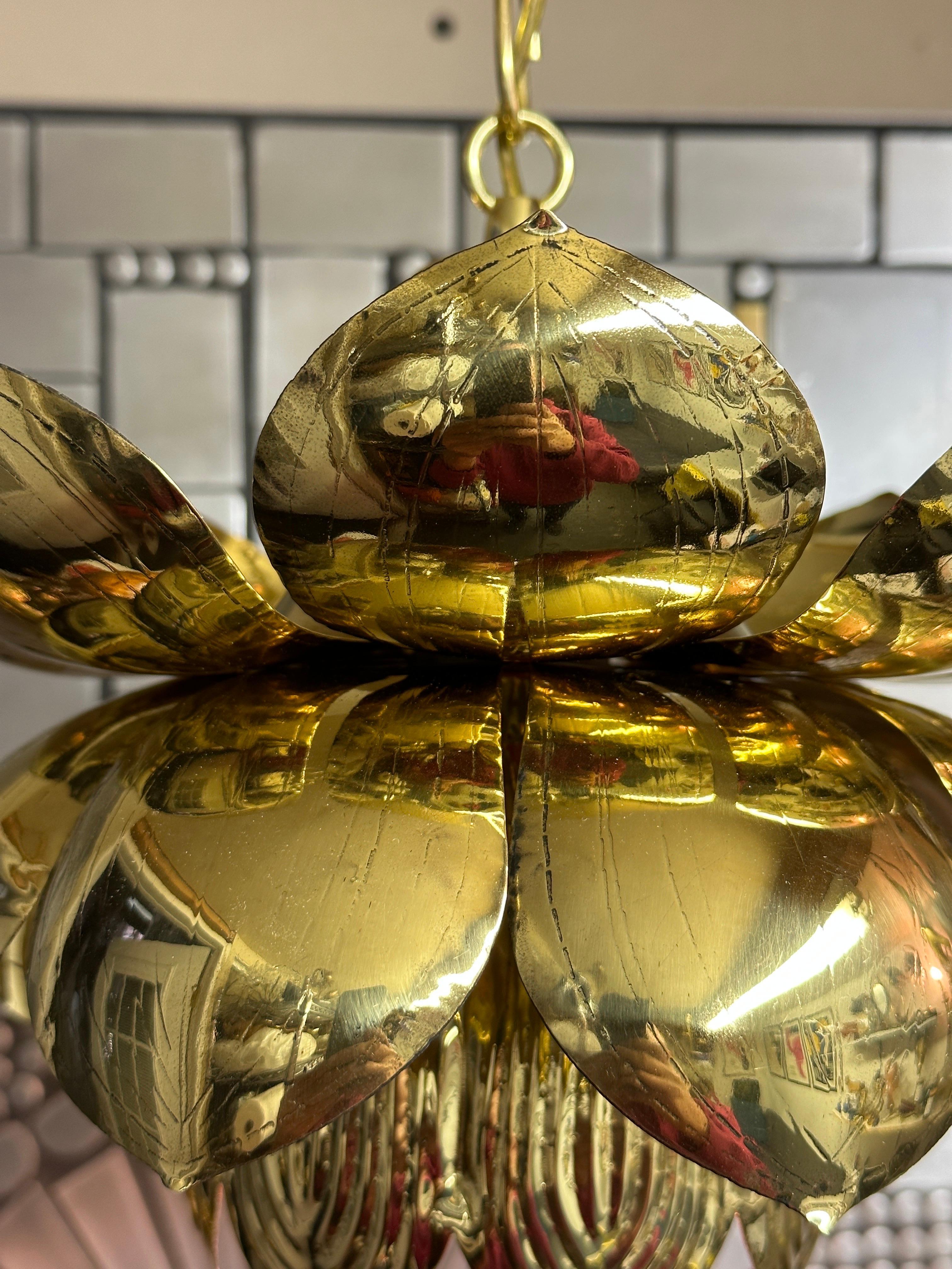 Polished Brass Lotus Light by Feldman For Sale 1