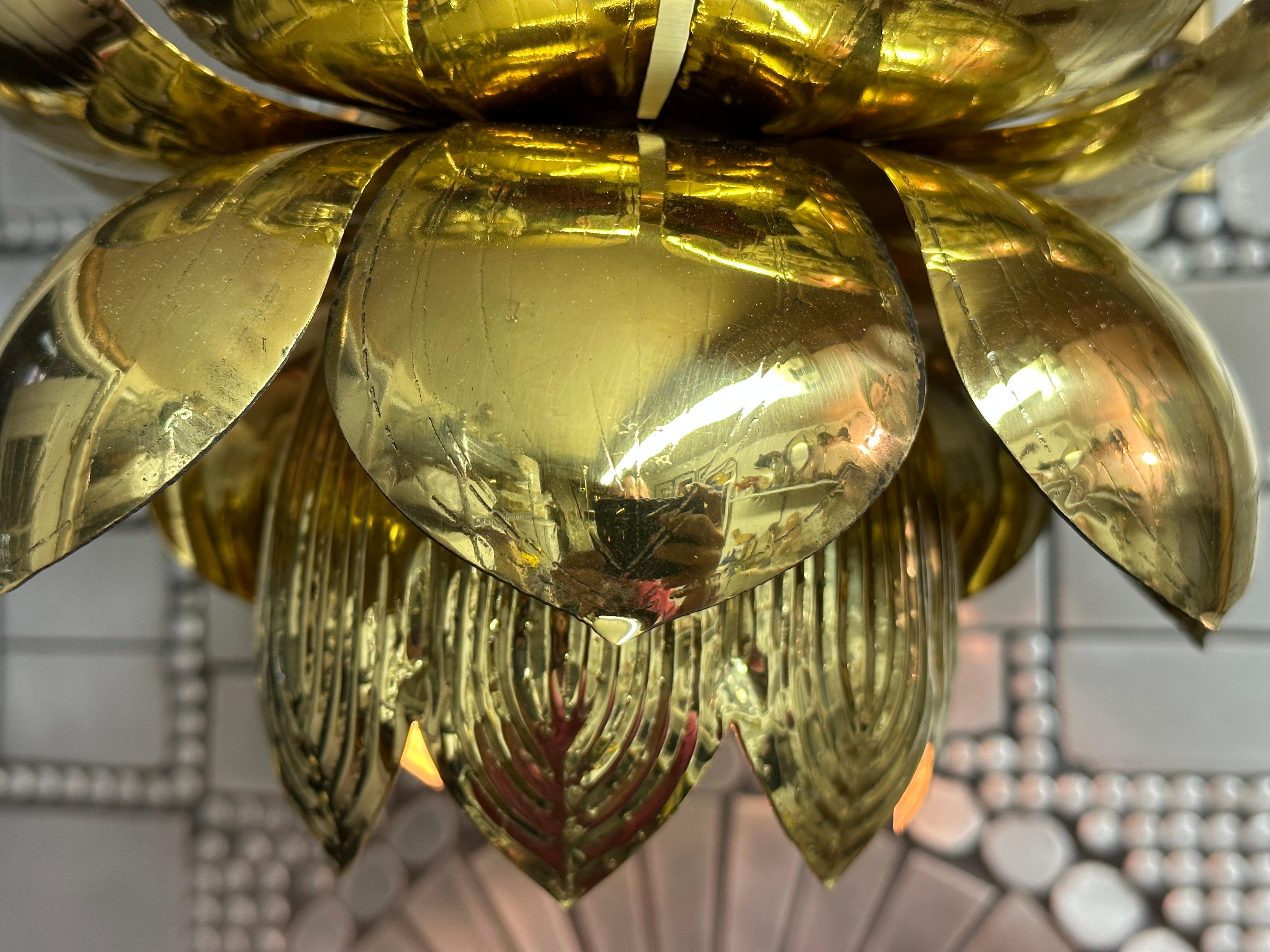 Polished Brass Lotus Light by Feldman For Sale 2