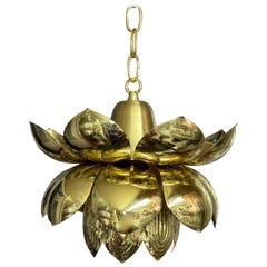 Lampada a loto in ottone lucido di Feldman