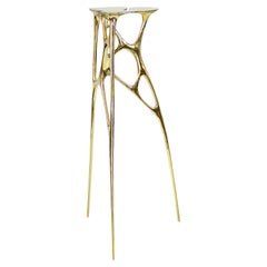 Polished Brass Lotus Pedestal/Planter Stand/Accent Table by Zhipeng Tan