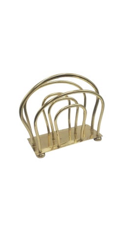 Polished Brass Mid-Century Modern Magazine Rack, English, 1950s–1970s