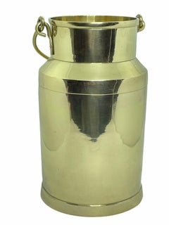 Polished Brass Milk Can Style Flower Vase or Catchall, Germany, 1970s