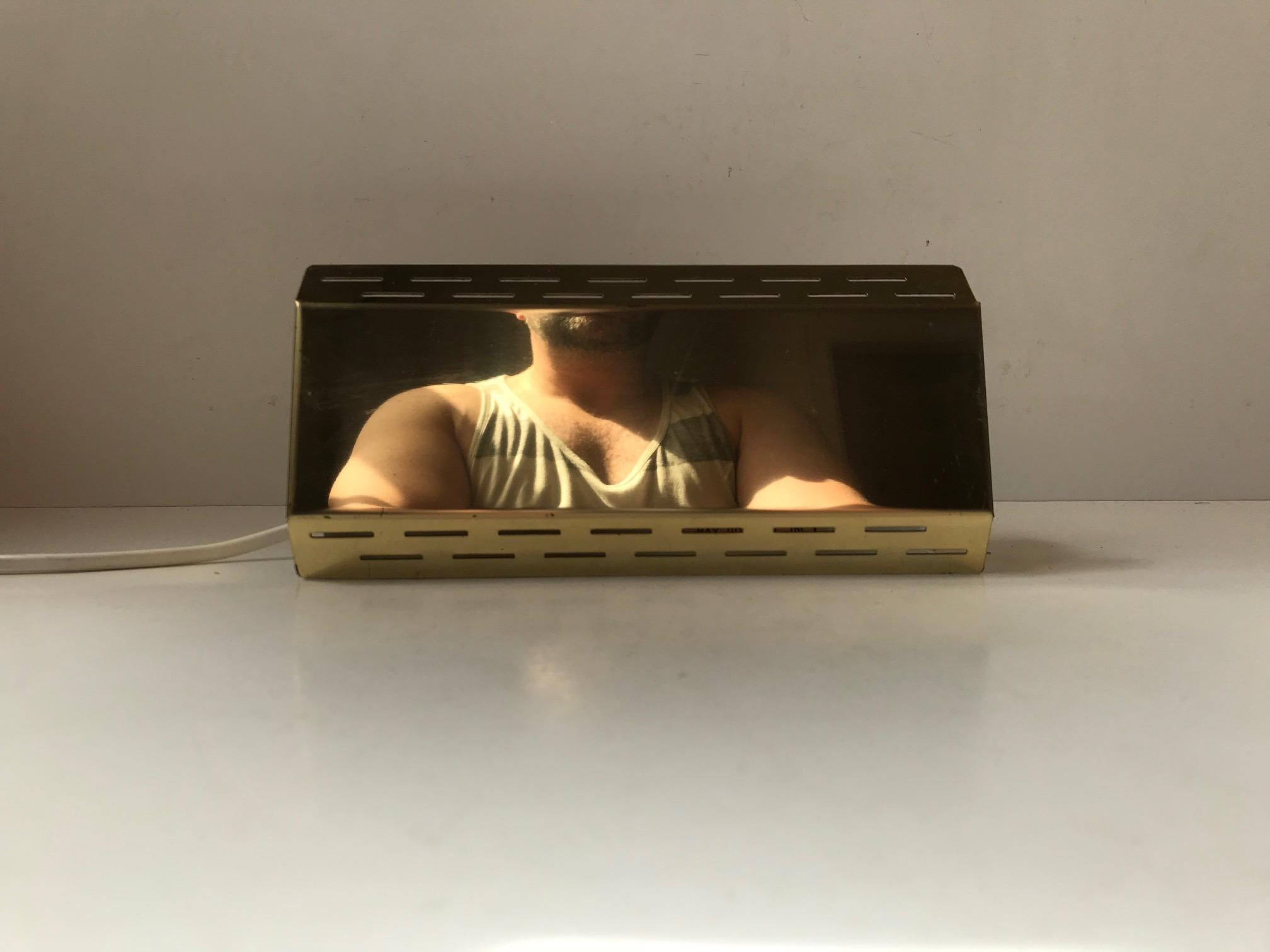 Polished Brass Mirror Sconce by Knud Christensen, Denmark, 1970s In Good Condition In Esbjerg, DK