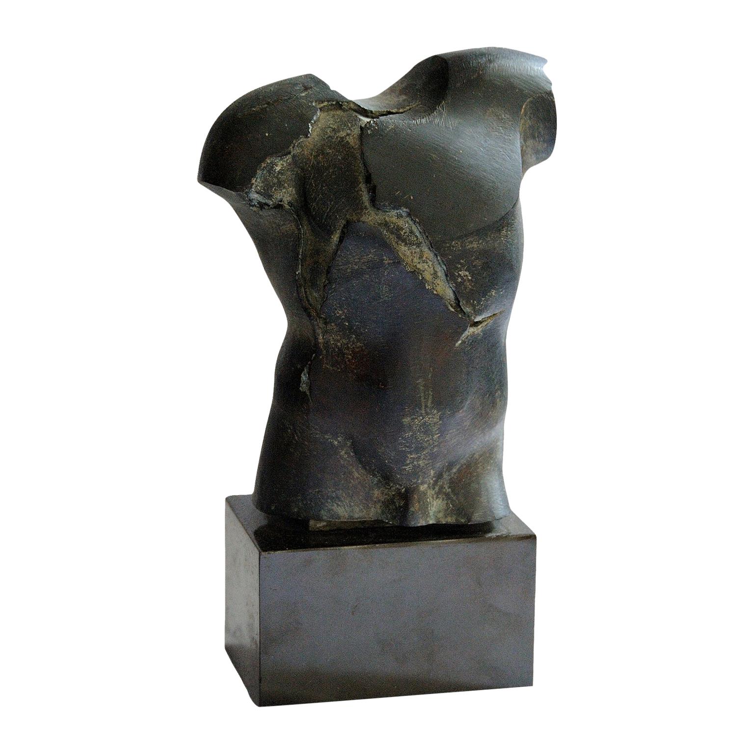 Polished Brass Mounted Bronze by Spanish Sculptor Carlos Garcia Muela circa 1970 For Sale