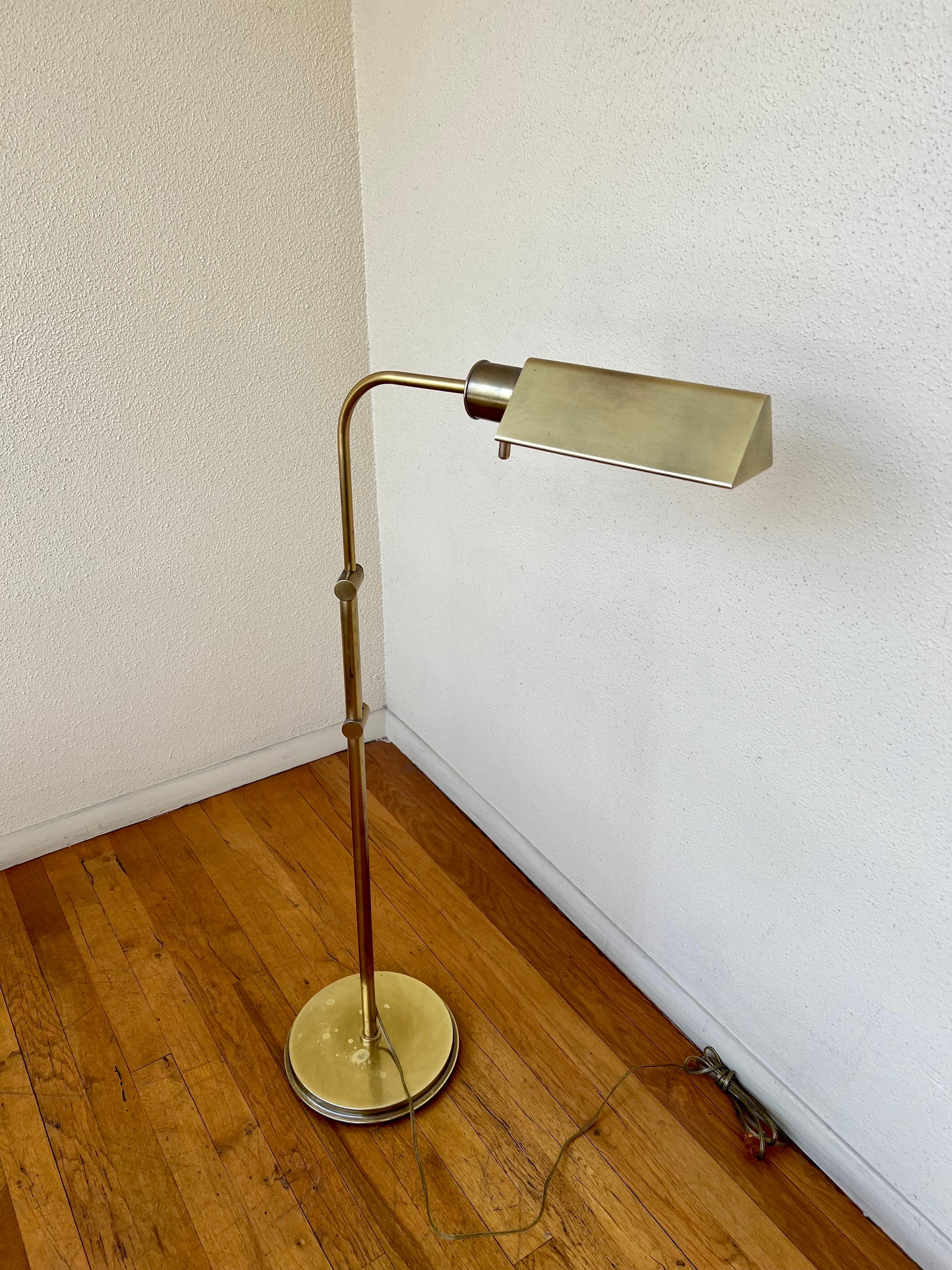 Mid-Century Modern Polished Brass Multi-Directional Pharmacy Floor Lamp by Frederick Cooper For Sale