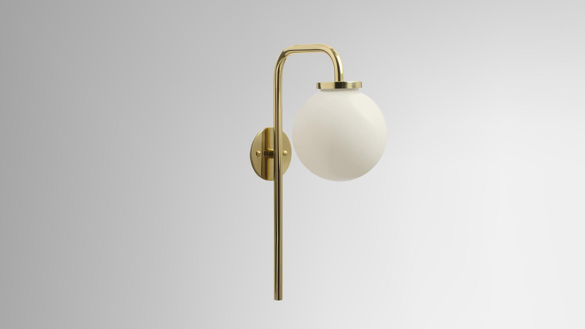Polished brass opal big bulb wall lamp by CTO Lighting
Materials: Polished brass with opal glass shade
Dimensions: 20 x H 36 cm

All our lamps can be wired according to each country. If sold to the USA it will be wired for the USA for