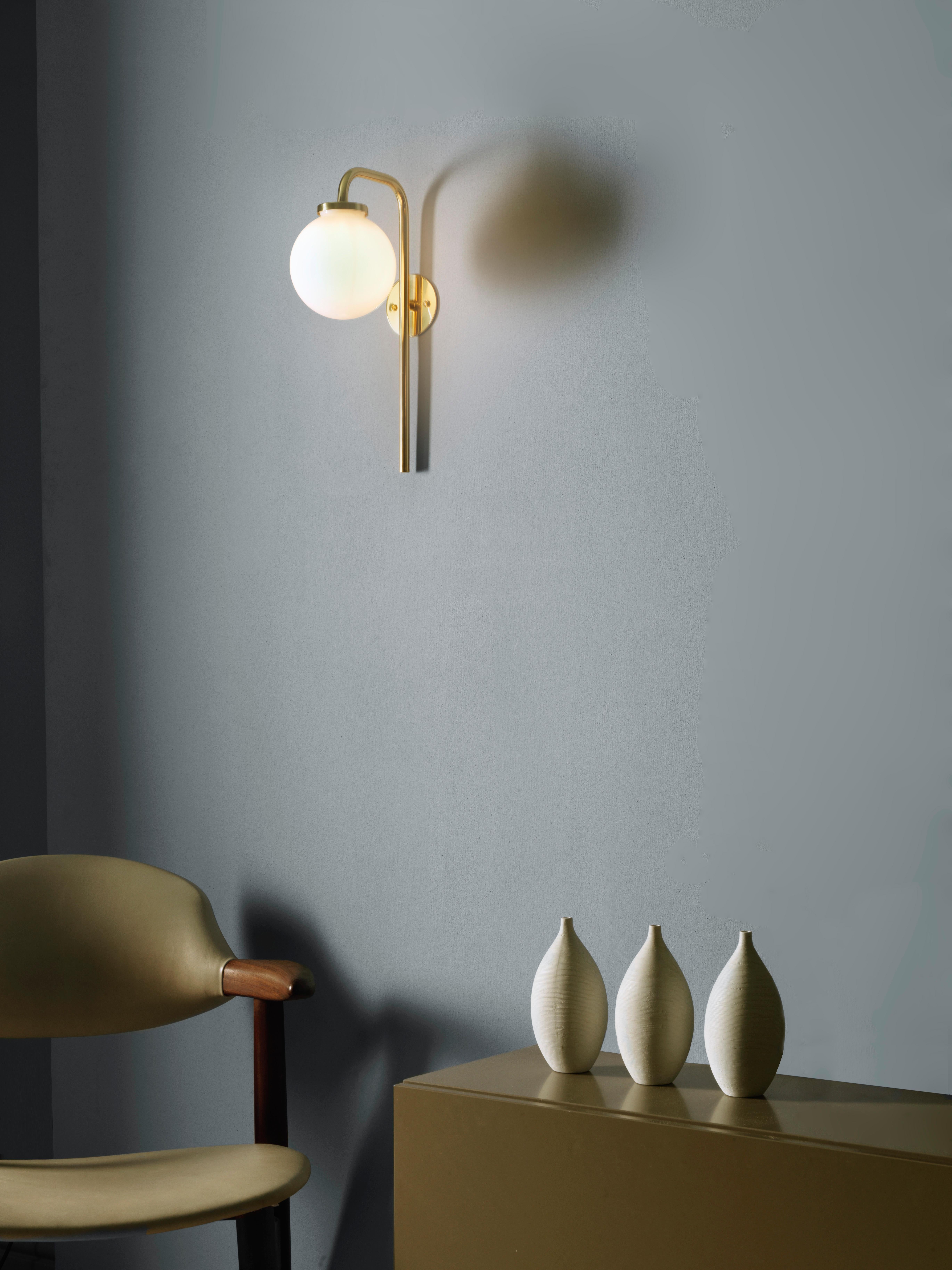 Polished Brass Opal Big Bulb Wall Lamp by CTO Lighting In New Condition For Sale In Geneve, CH