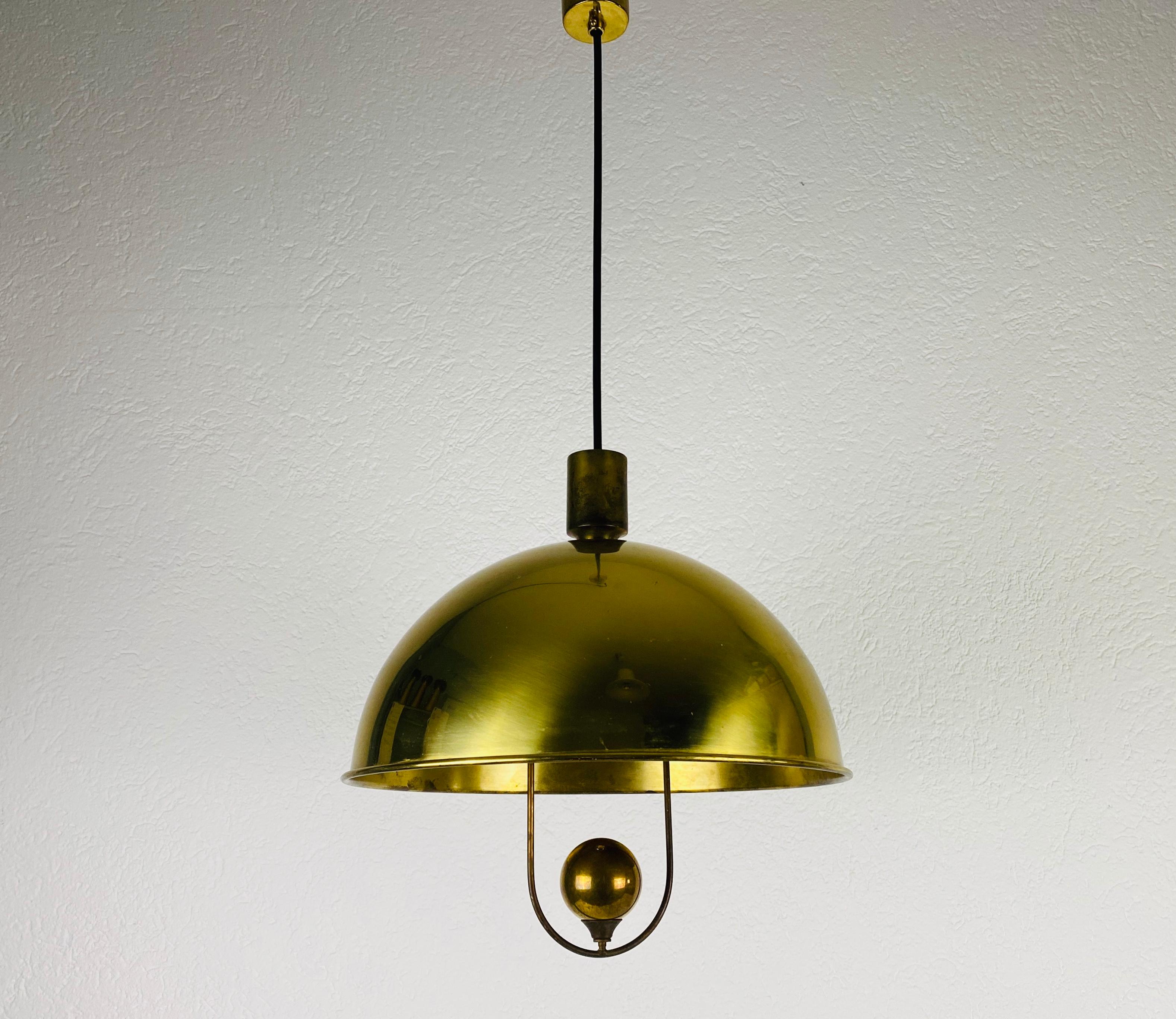 Polished Brass Pendant Lamp by Florian Schulz, 1970s, Germany For Sale 7