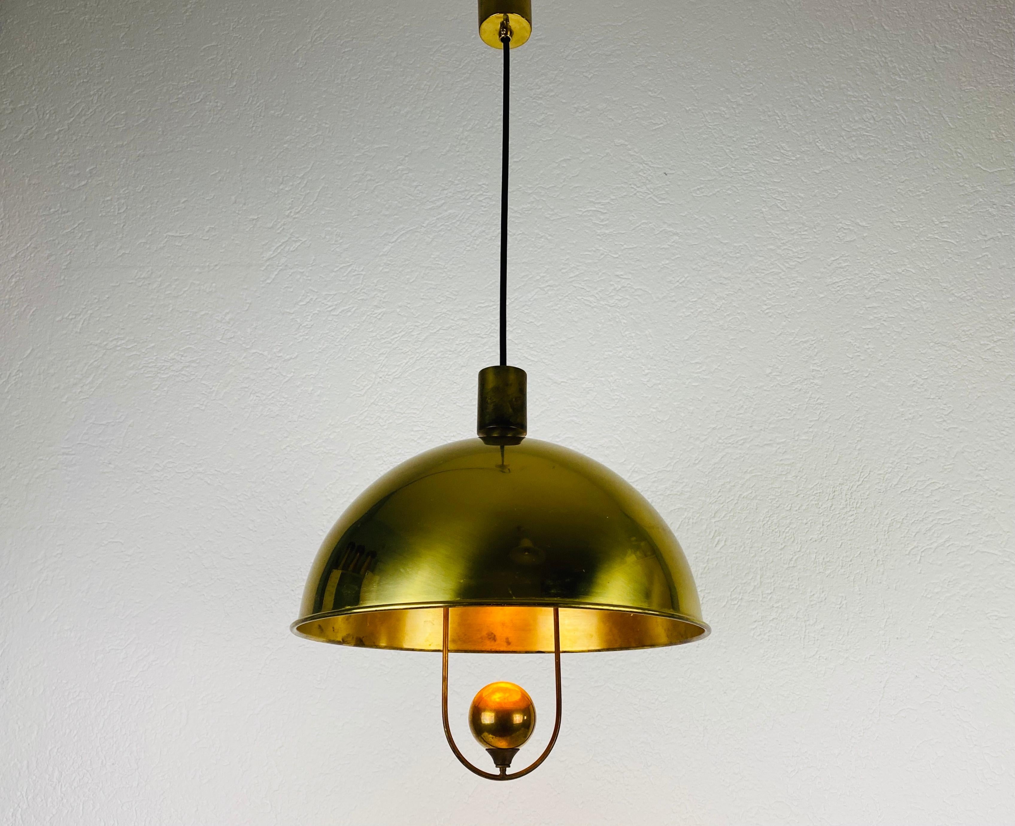 Mid-Century Modern Polished Brass Pendant Lamp by Florian Schulz, 1970s, Germany For Sale