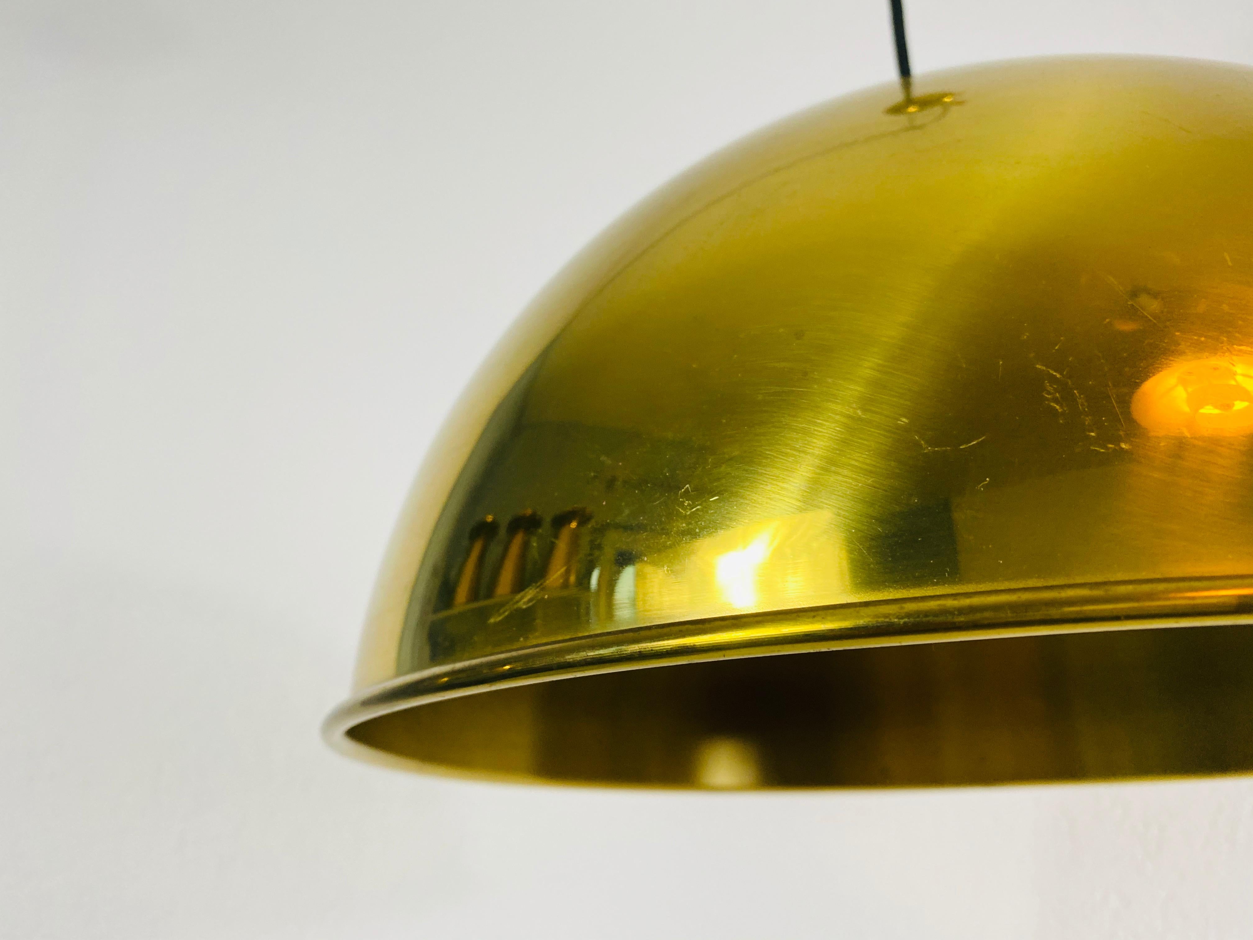 Late 20th Century Polished Brass Pendant Lamp by Florian Schulz, 1970s, Germany For Sale