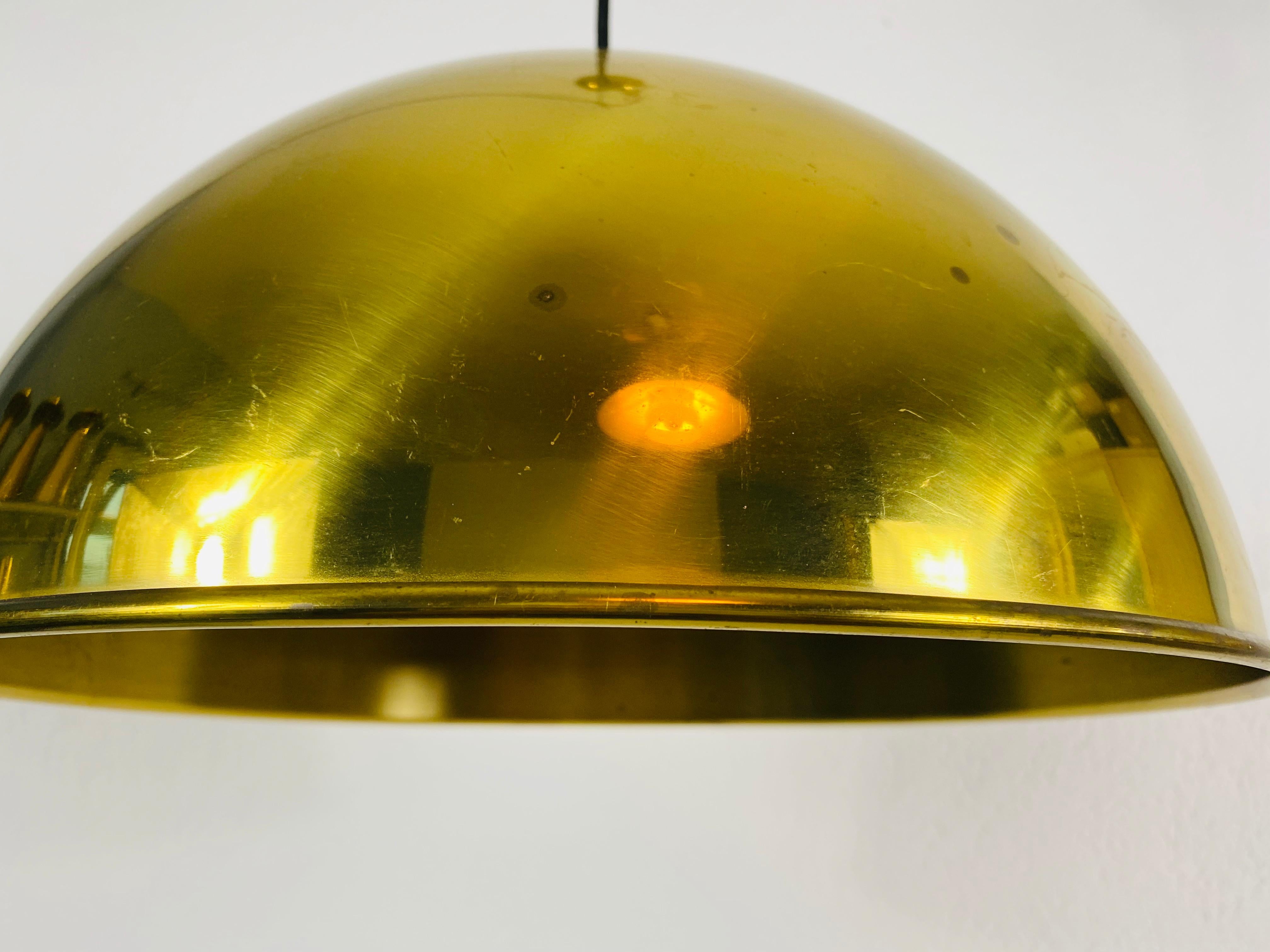 Polished Brass Pendant Lamp by Florian Schulz, 1970s, Germany For Sale 2