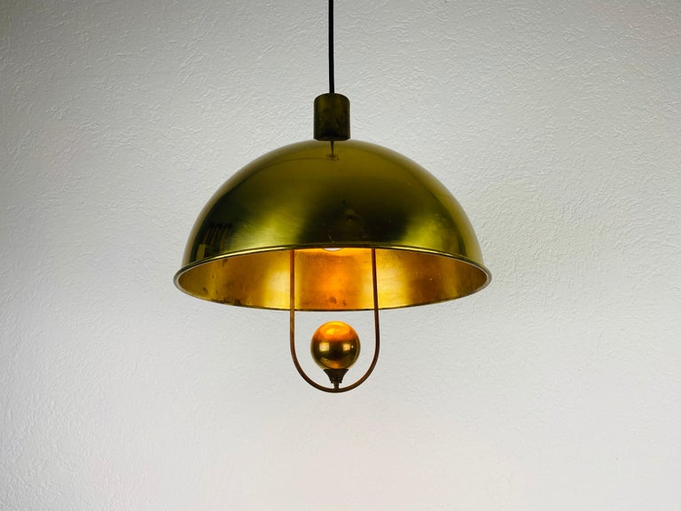 Polished Brass Pendant Lamp by Florian Schulz, 1970s, Germany For Sale 2