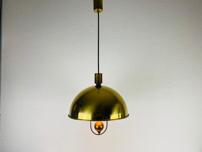 Polished Brass Pendant Lamp by Florian Schulz, 1970s, Germany For Sale 4