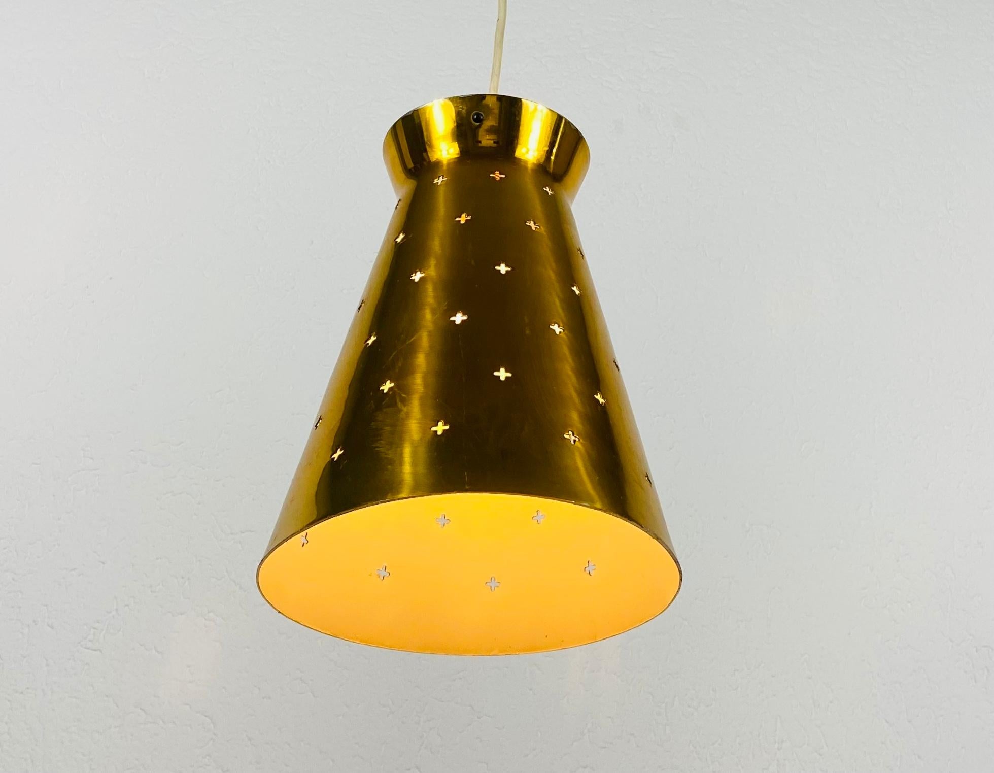 Polished Brass Pendant Lamp in the Style of Paavo Tynell, 1950s For Sale 3