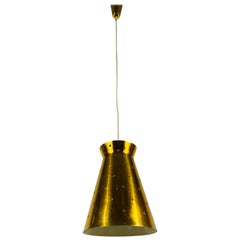 Polished Brass Pendant Lamp in the Style of Paavo Tynell, 1950s