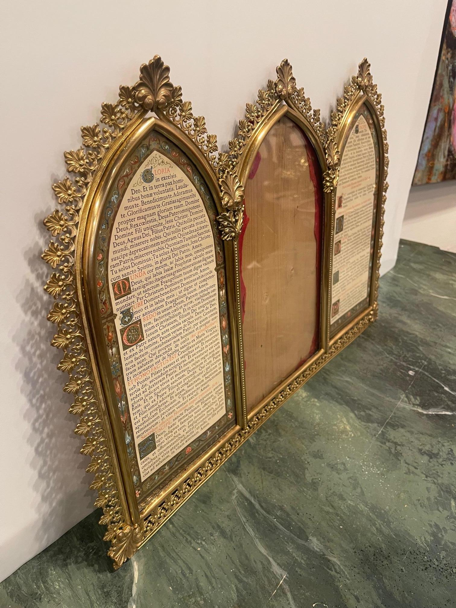 Polished Brass Picture Frame with Decorative Trim, 19th Century 4