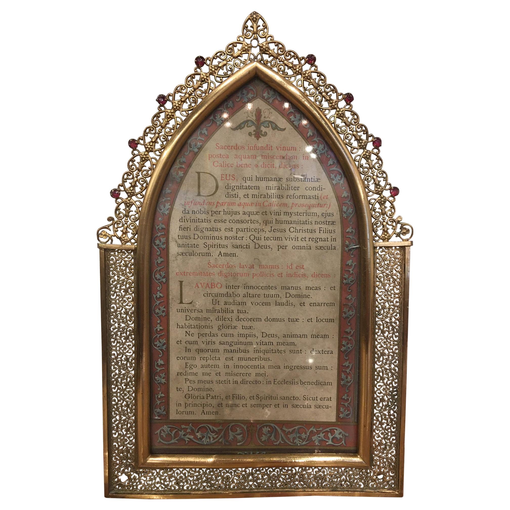 Polished Brass Picture Frame with Decorative Trim Around, 19th Century