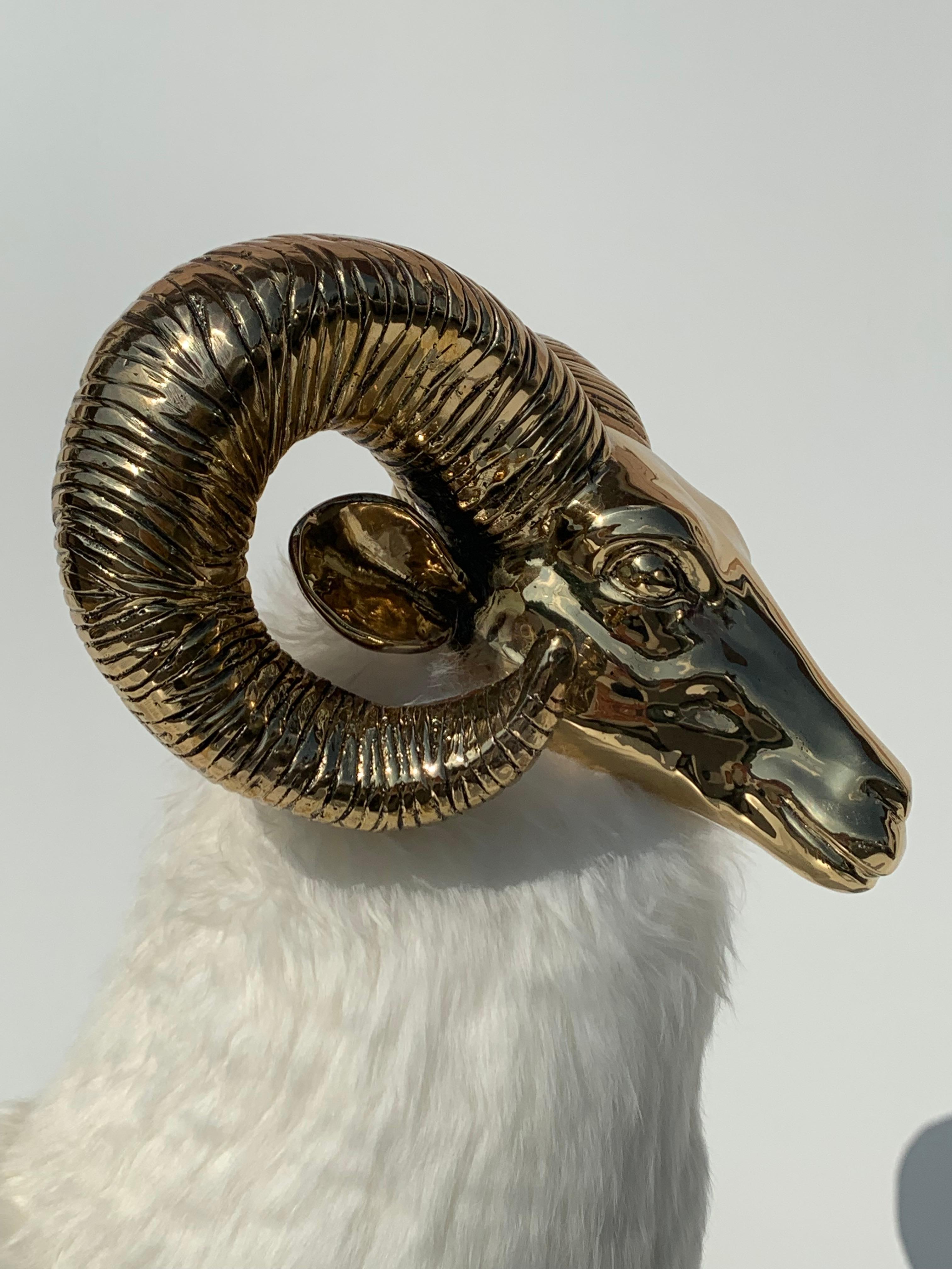 Polished Brass Ram or Sheep Sculpture 3