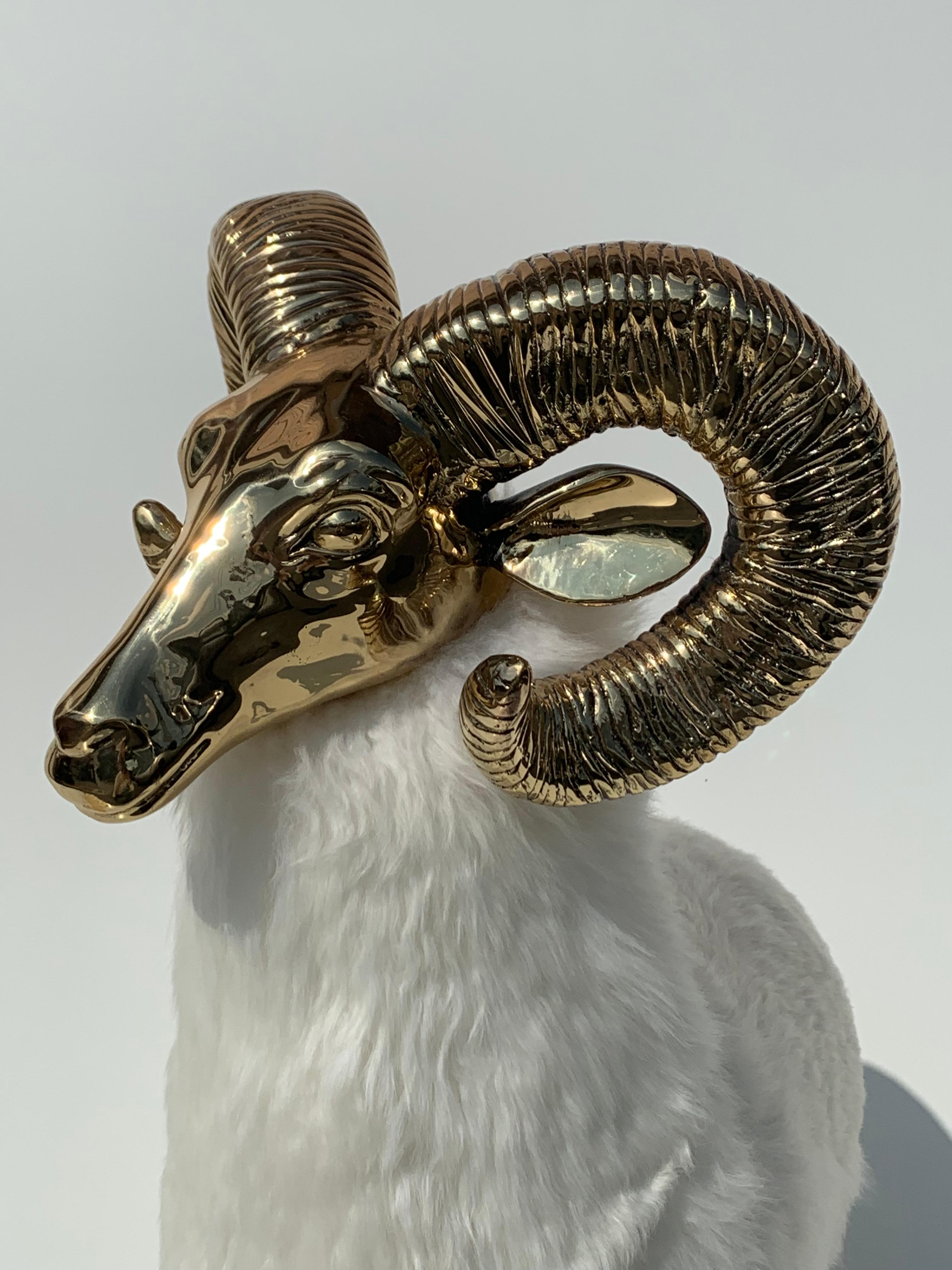Polished Brass Ram or Sheep Sculpture 1