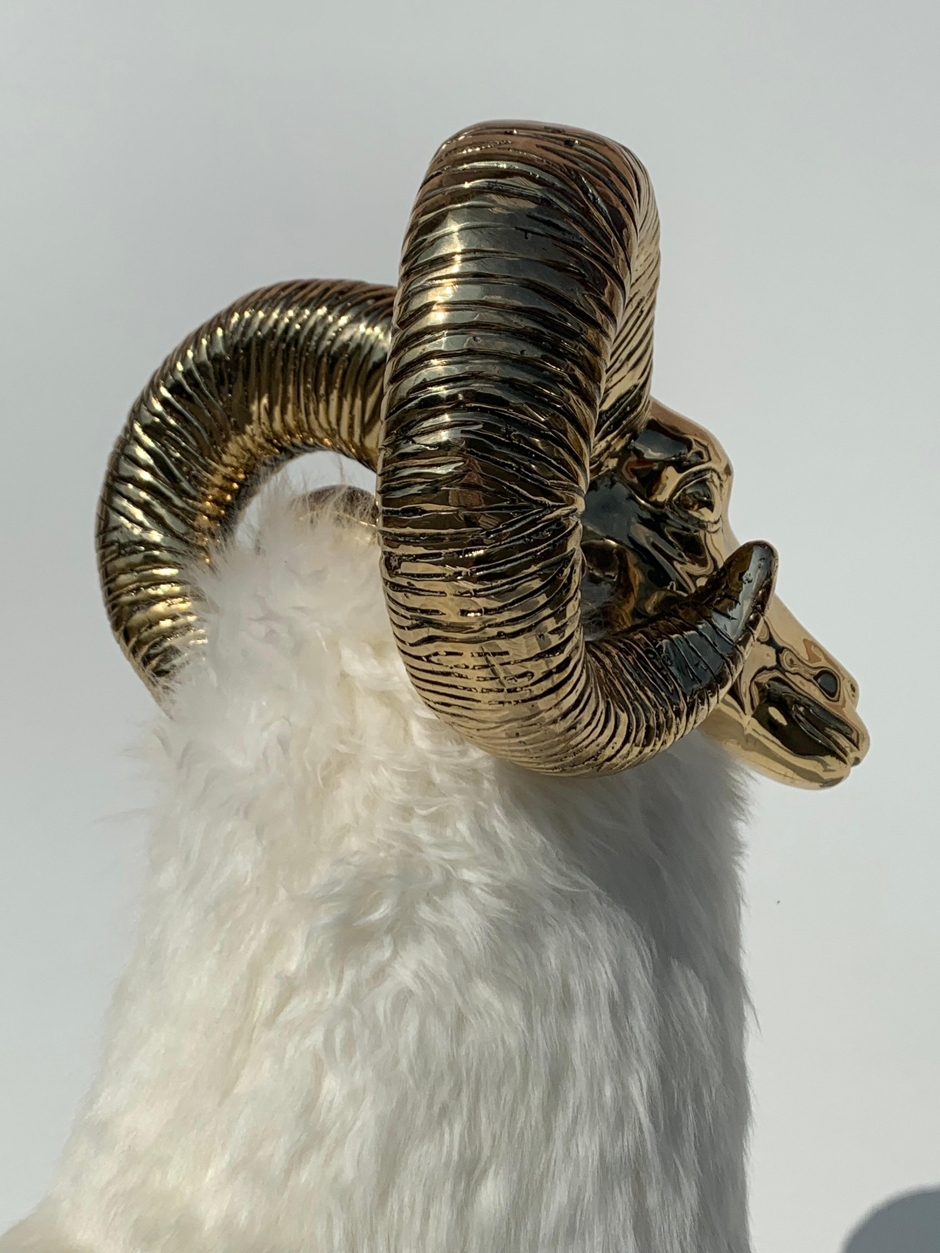 Polished Brass Ram or Sheep Sculpture 2