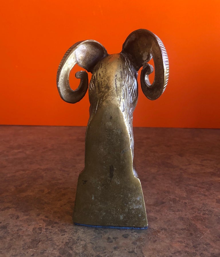Polished Brass Ram's Head Bookend / Sculpture For Sale at 1stDibs