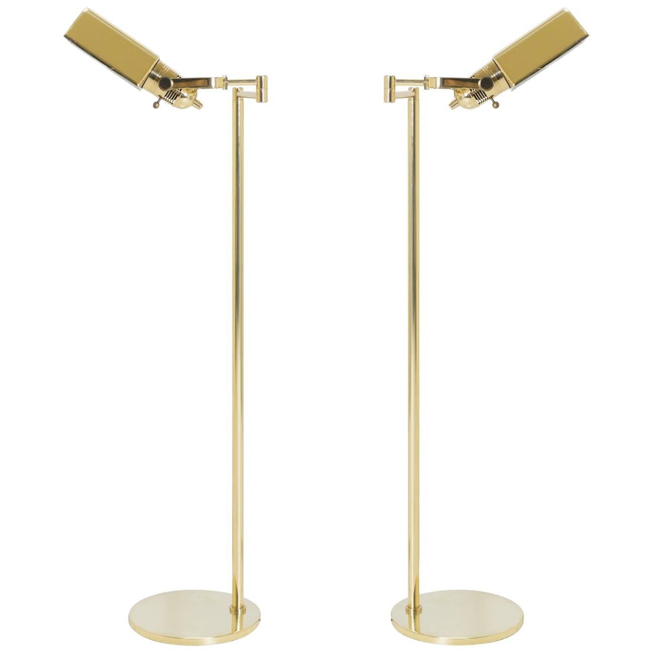 Polished Brass Reading Lamps by Nessen, Pair